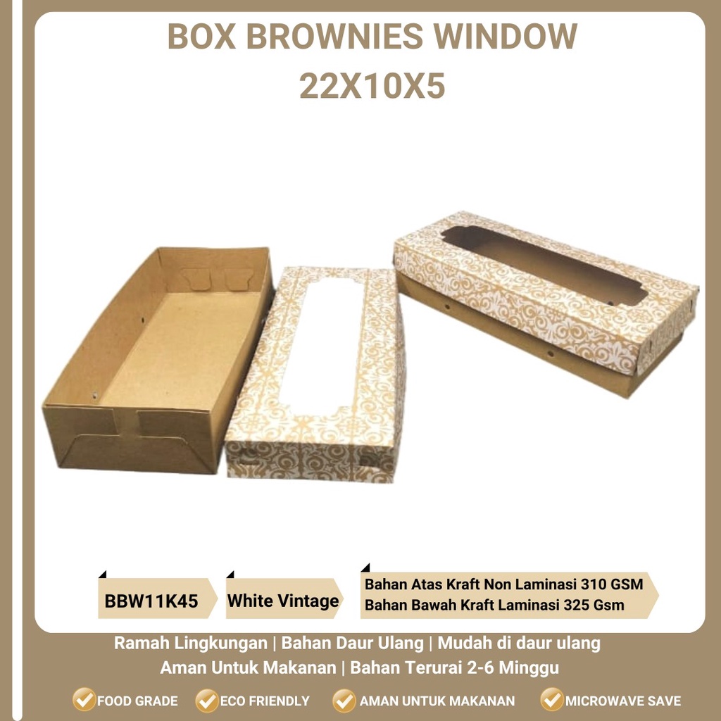 Box Brownies 22x10x5 Dus Brownies Window (BBW11K45-Laminasi)