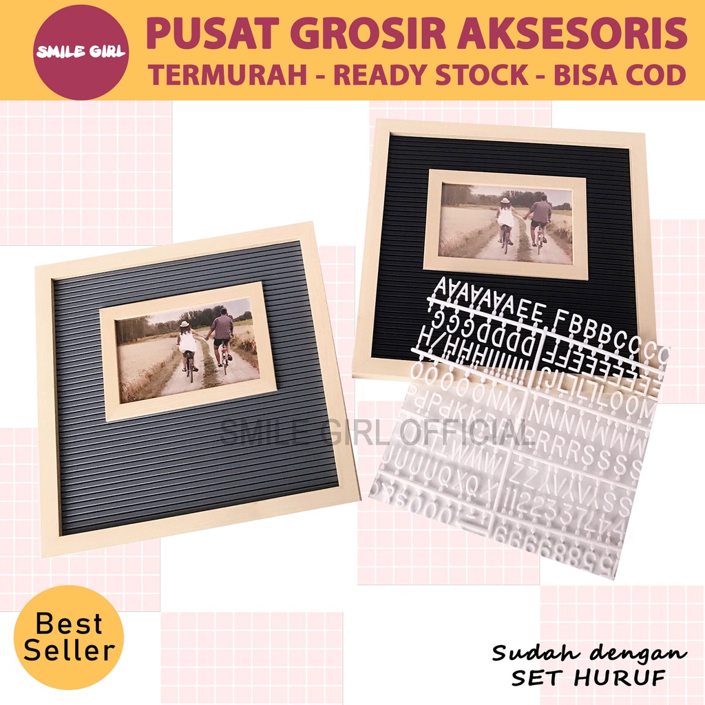 

SG | PUSAT GROSIR - Papan Nama Bayi dengan photo frame / Letter Board 30x30 Kekinian Include Huruf