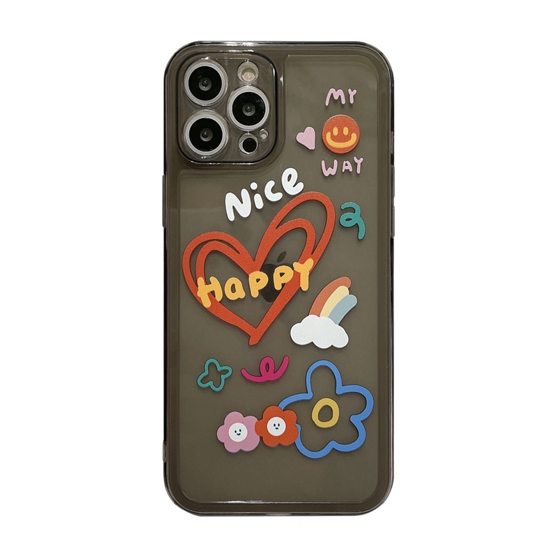 Case Pelindung Transparan Motif Graffiti Love Untuk Iphone 14 7 8 SE2020 7 + 8PLUS XS XR 11 12 Mini 13 PRO MAX