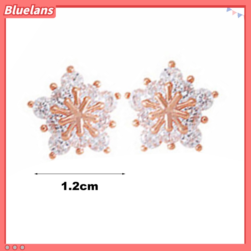 Bluelans 1 Pasang Anting Stud Bentuk Snowflake Untuk Pesta