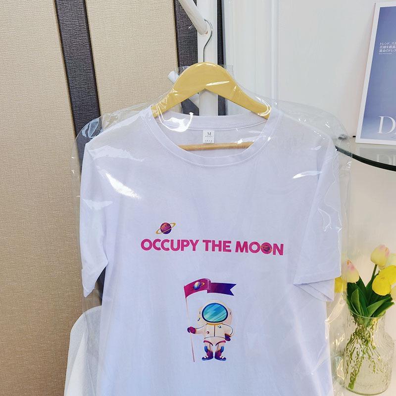 [littlecrab] Kaos Oversize Occupy The Moon Astronot Planet Bulan Bendera Saturnus Luar Angkasa Sablon Berkualitas Hitam Putih Pink T-shirt Couple Unisex Lembut Unik Korean Style