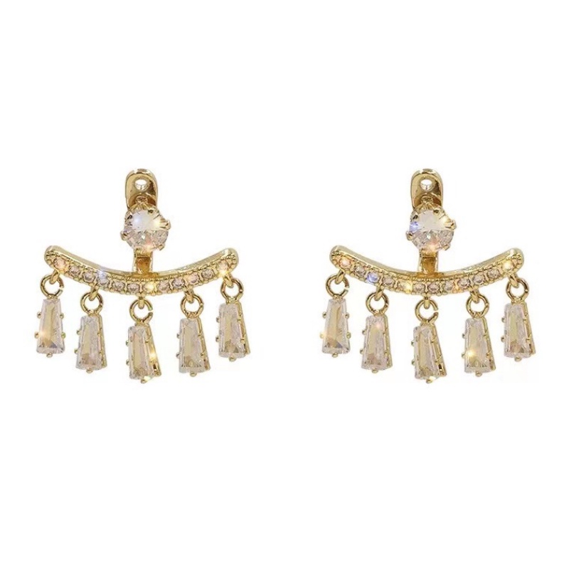 We Flower Anting Stud 14K Gold Hias Kristal Rumbai Bling Untuk Wanita