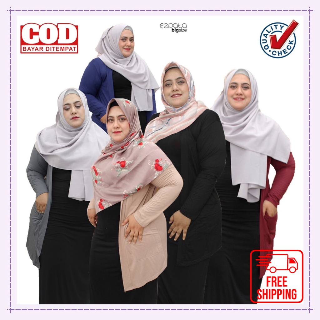 Outer Cardigan Wanita Jumbo Big size Lengan Panjang Polos Bahan kaos rayon Casual OOTD Hangout Kerja