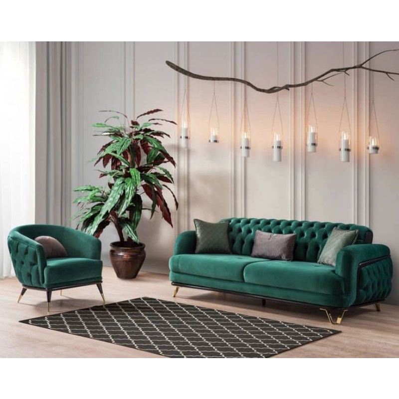 Sofa Chesterfield Bahan Bludru Halus Sofa Kayu Jati Sofa Pilihan Terbaik Keluarga