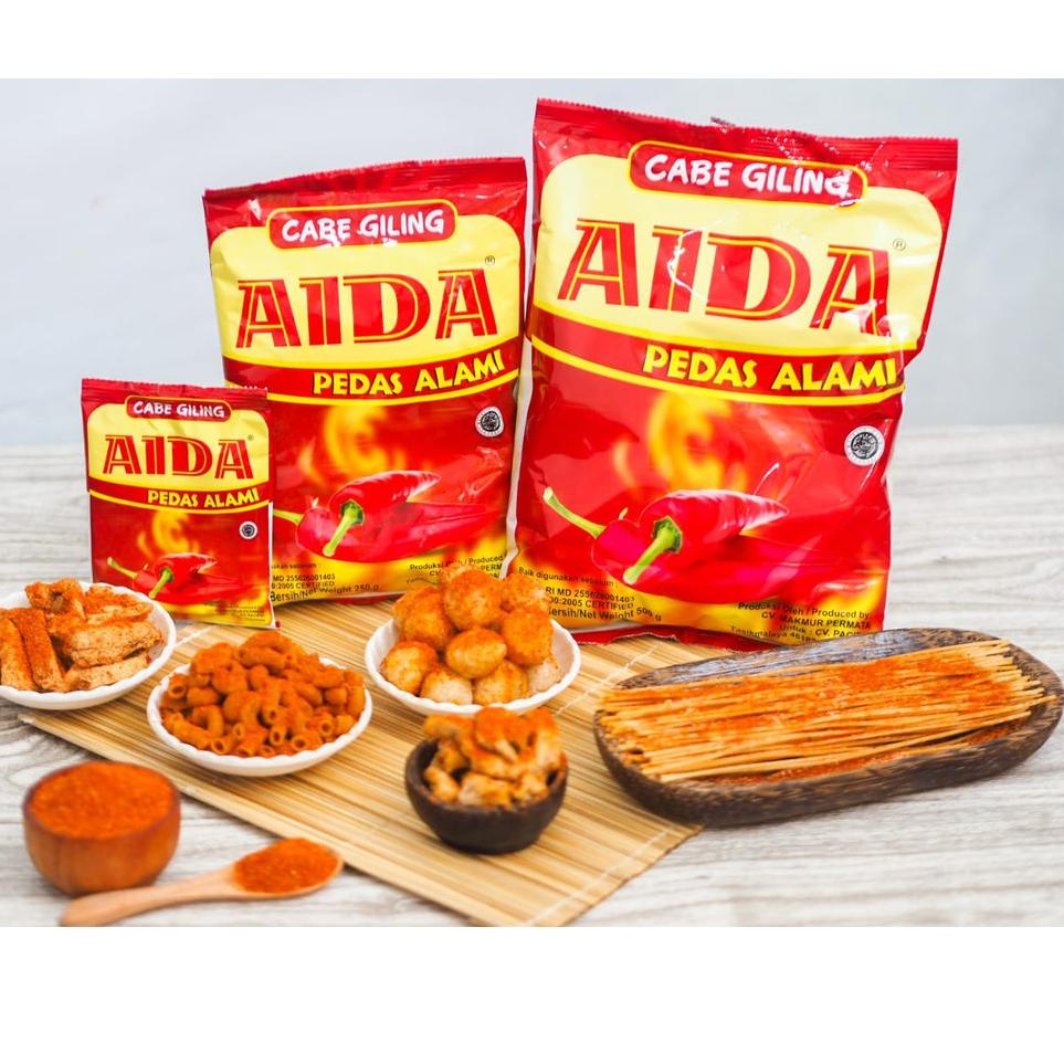 

Model terkini Bumbu Tabur Bubuk Cabe Giling Pedas Aida 500 gram Per 1 PCS 98