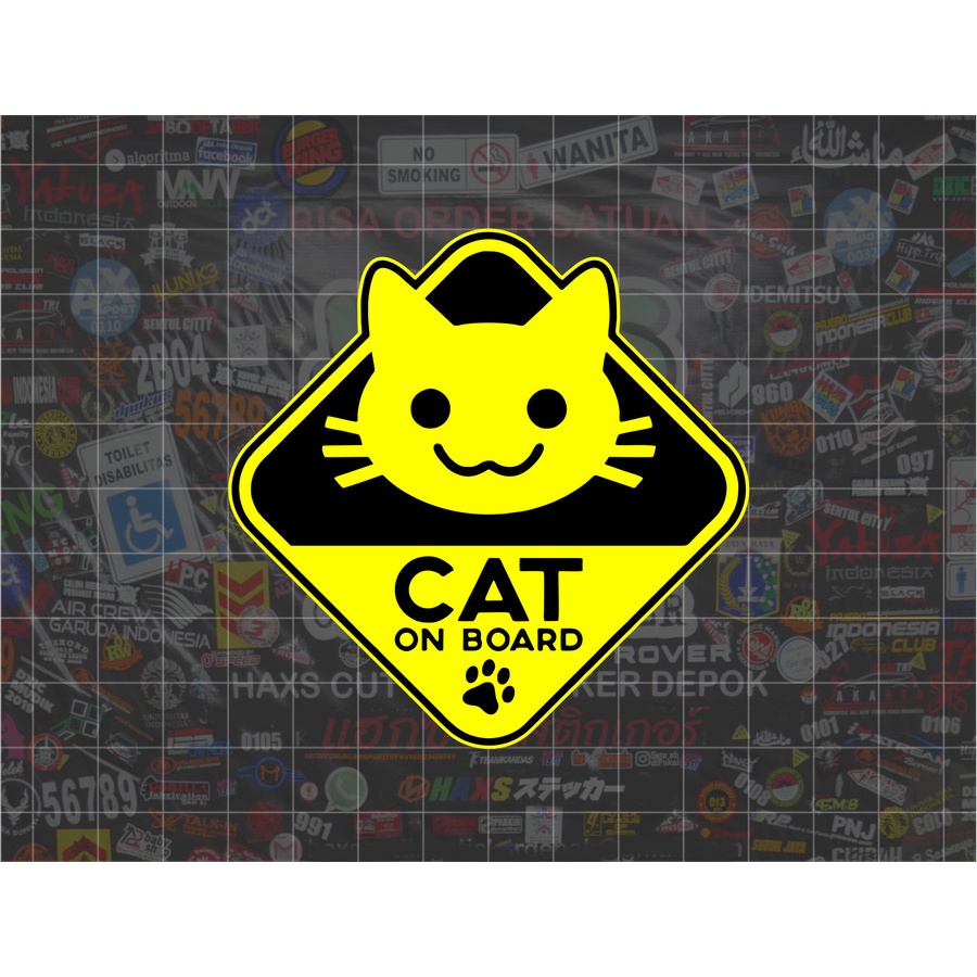 Cutting Sticker Cat On Board Ukuran 8 Cm Untuk Kaca Mobil