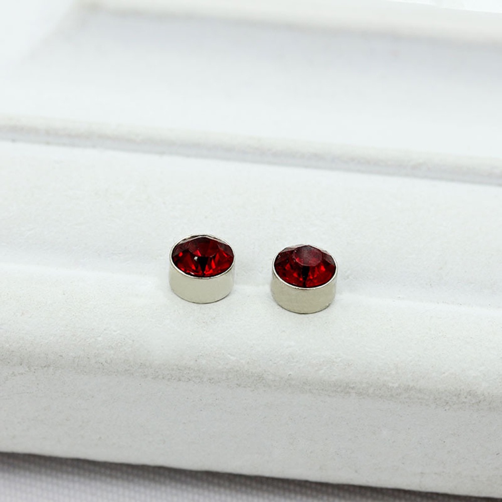 1 Pasang Anting Stud Magnet Bahan Zirkon Berlian Imitasi Untuk Unisex