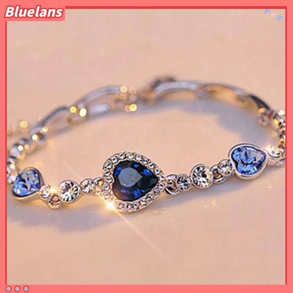 Bluelans Bracelet Rhinestone Stylish Alloy Heart Decoration Bracelet