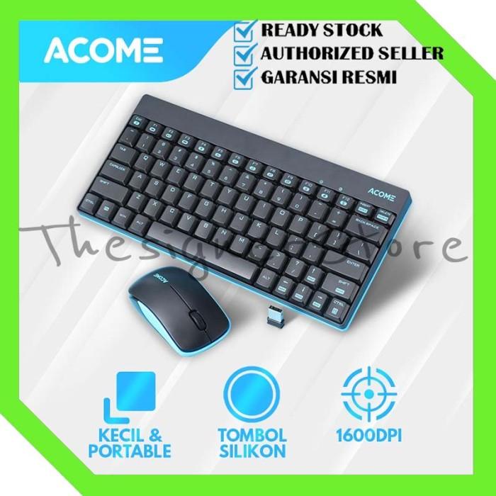 Acome Keyboard & Mouse Wireless Portable 1600DPI Silikon AKM2000