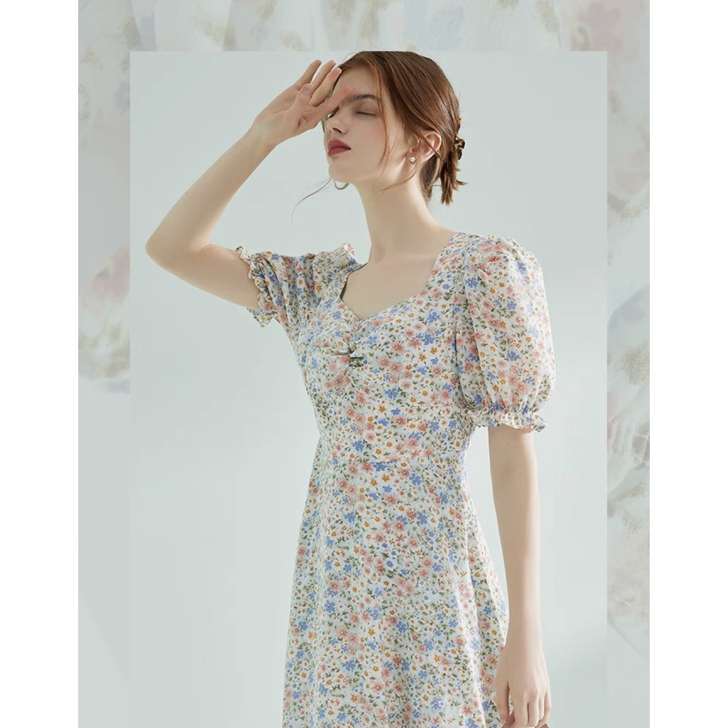 SHEIN dress floral midi dress summer dress bigsize korea Vintage