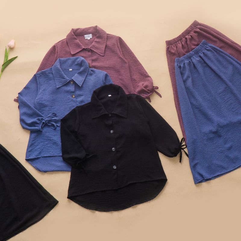 KIDS One Set Savana 1-5Tahun | Setelan Kemeja Oversize dan Rok | Set Rok Anak Bahan Crinckle Premium | Setelan Rok Anak Kekinian | SAVANA ONE SET SIZE KIDS