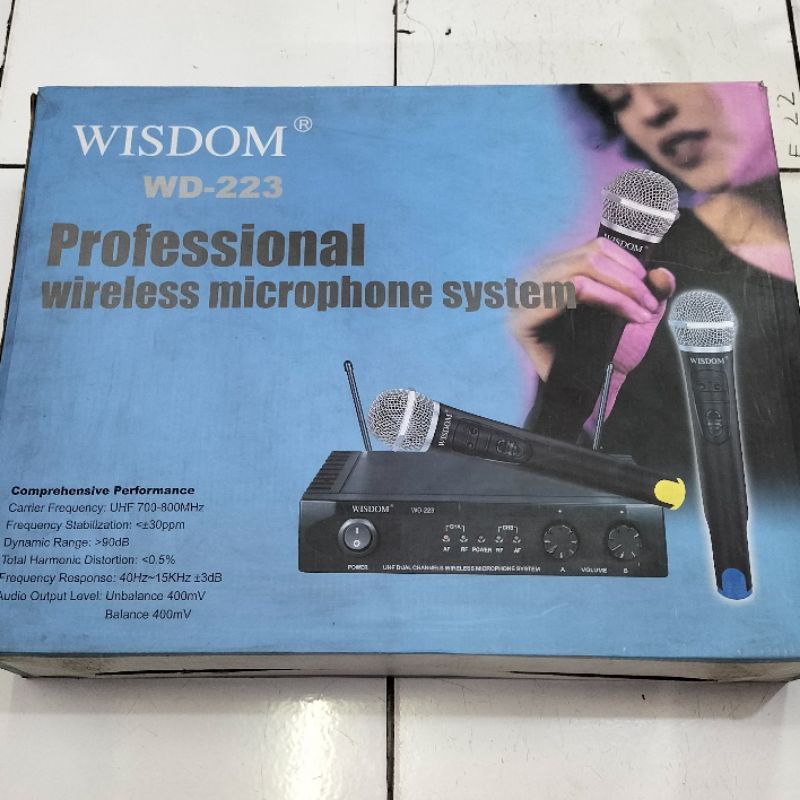 Mic Wireless Wisdom WD-223 / Mic bando dan jepit set wireless