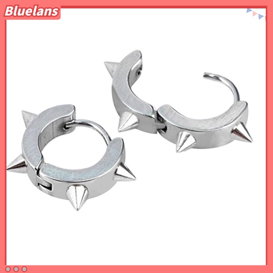 Bluelans Unisex Titanium Steel Punk Rivet Ear Studs Spike Hoop Huggie Piercing Earrings