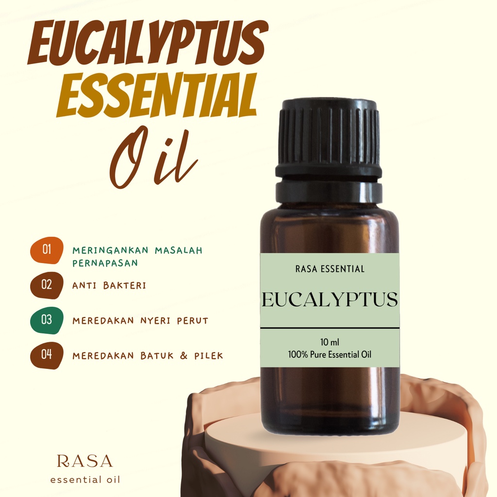 Eucalyptus - 100% Pure Essential Oil | Aromatherapy Oil | Pewangi Ruangan | Oil Aromaterapi Diffuser Oil Burner | Minyak Atsiri