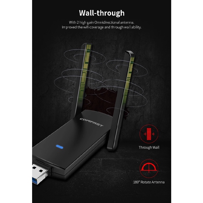 COMFAST CF-924AC V2 - 1300Mbps Dual-band Wireless USB Adapter - Wireless Adapter Terbaru Dari COMFAST