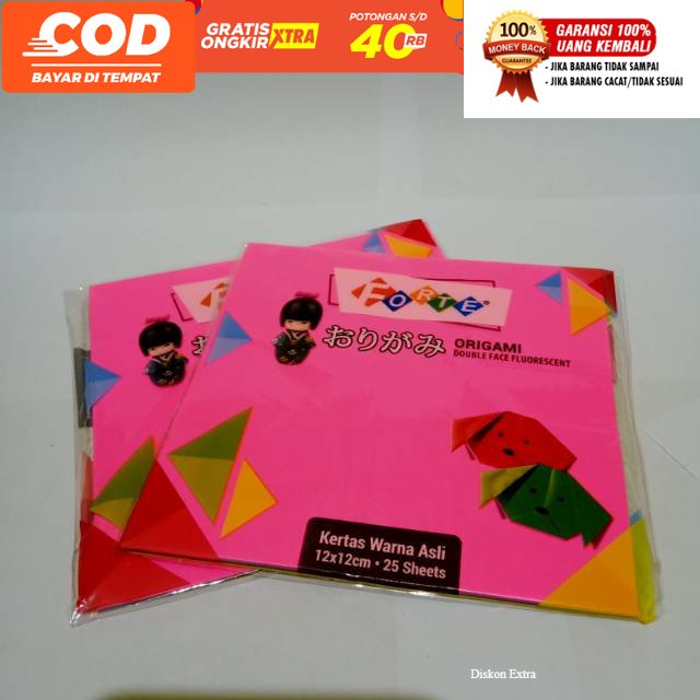 

[fafihijab] SATU PACK ( 25 LEMBAR ) ORIGAMI KERTAS LIPAT DUA SISI FORTE 12X12