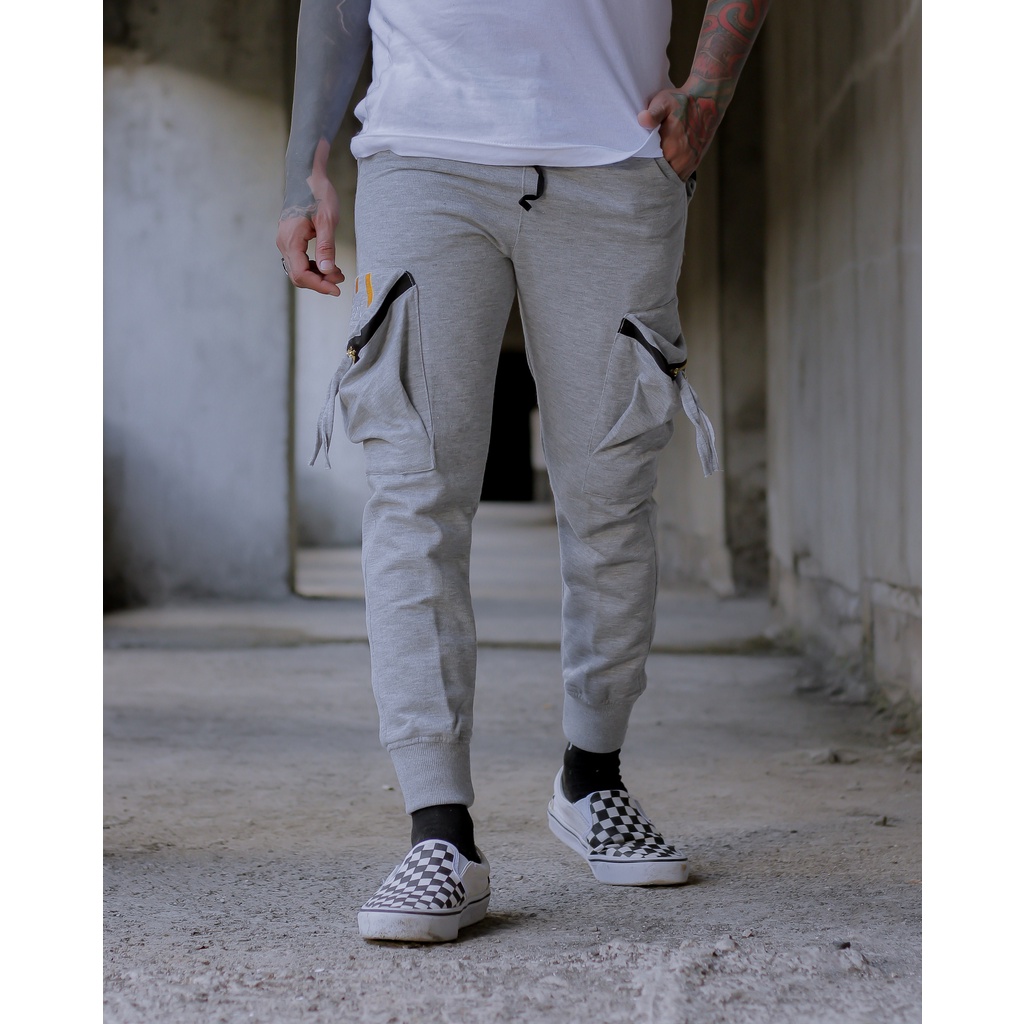 Celana Cargo Joger Pria Pocket Bordir Jogger Pants Tebal Adem BGRS