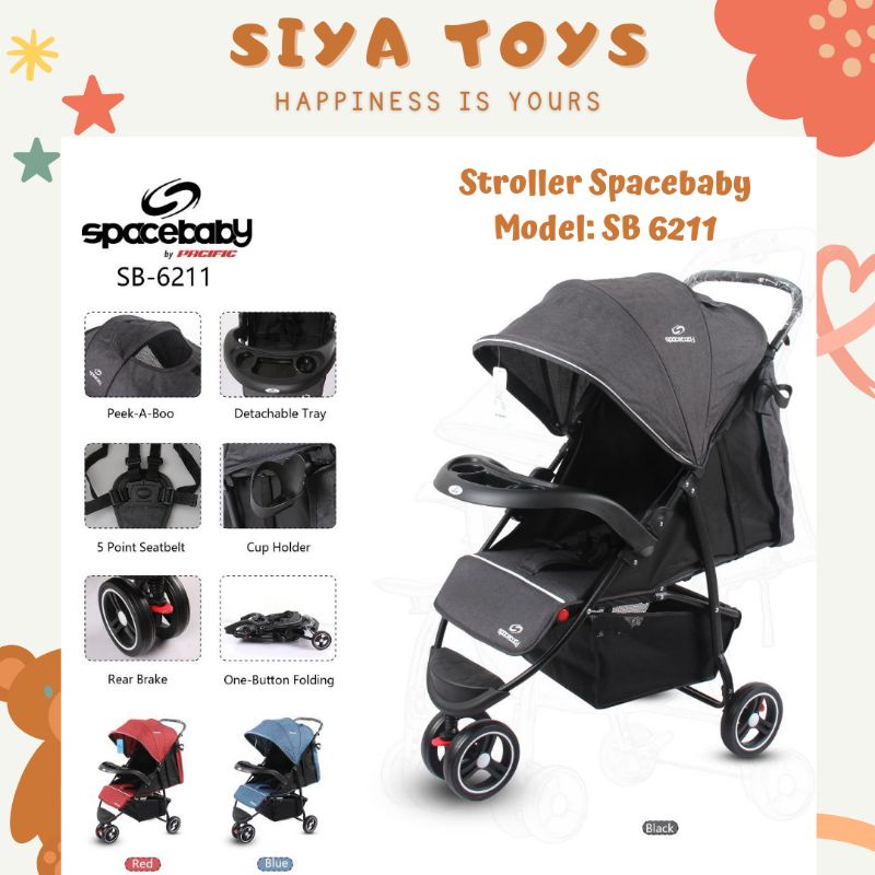 SIYA ✨FREE BUBBLEWRAP STROLLER SPACEBABY SB 6211 RODA TIGA KERETA DORONG BAYI SPACEBABY SB6211 STROLLER MURAH