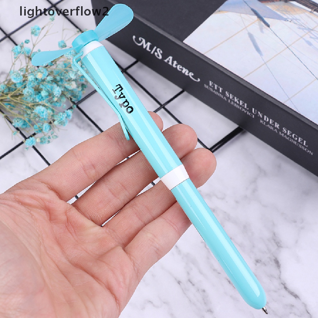 (lightoverflow2) Pulpen Dengan Kipas Angin mini Bahan Metal Untuk Pelajar