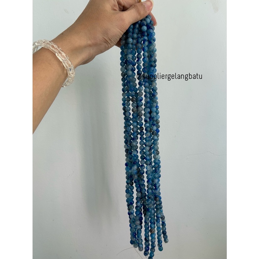 bahan batu 8mm blue chalcedony biru natural aksesoris gelang kalung