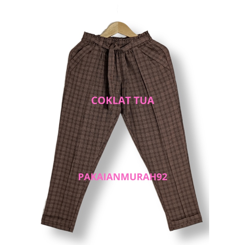 Celana Tartan Panjang Wanita/Celana Motif Kotak Premium/Motif 2