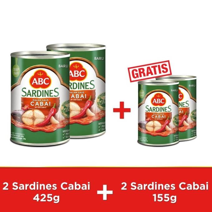 

ABC Sarden Saus Cabai 425 g - Buy 2 pcs Get 2 Free Sarden 155 g