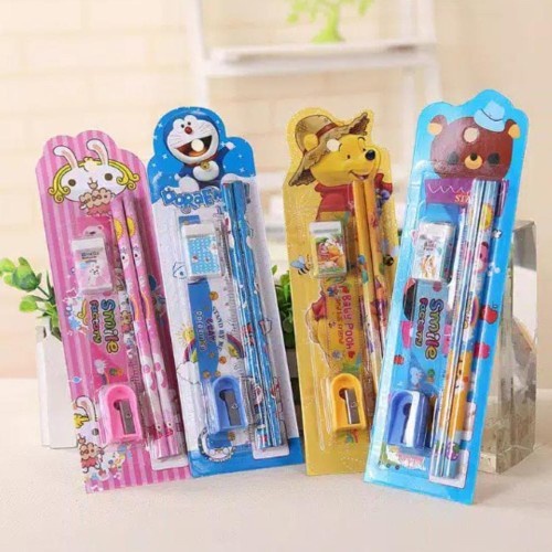 

{Lakulaku} Set Alat Tulis Sekolah 5 in 1 Karakter Lucu Stationary Paket Pensil