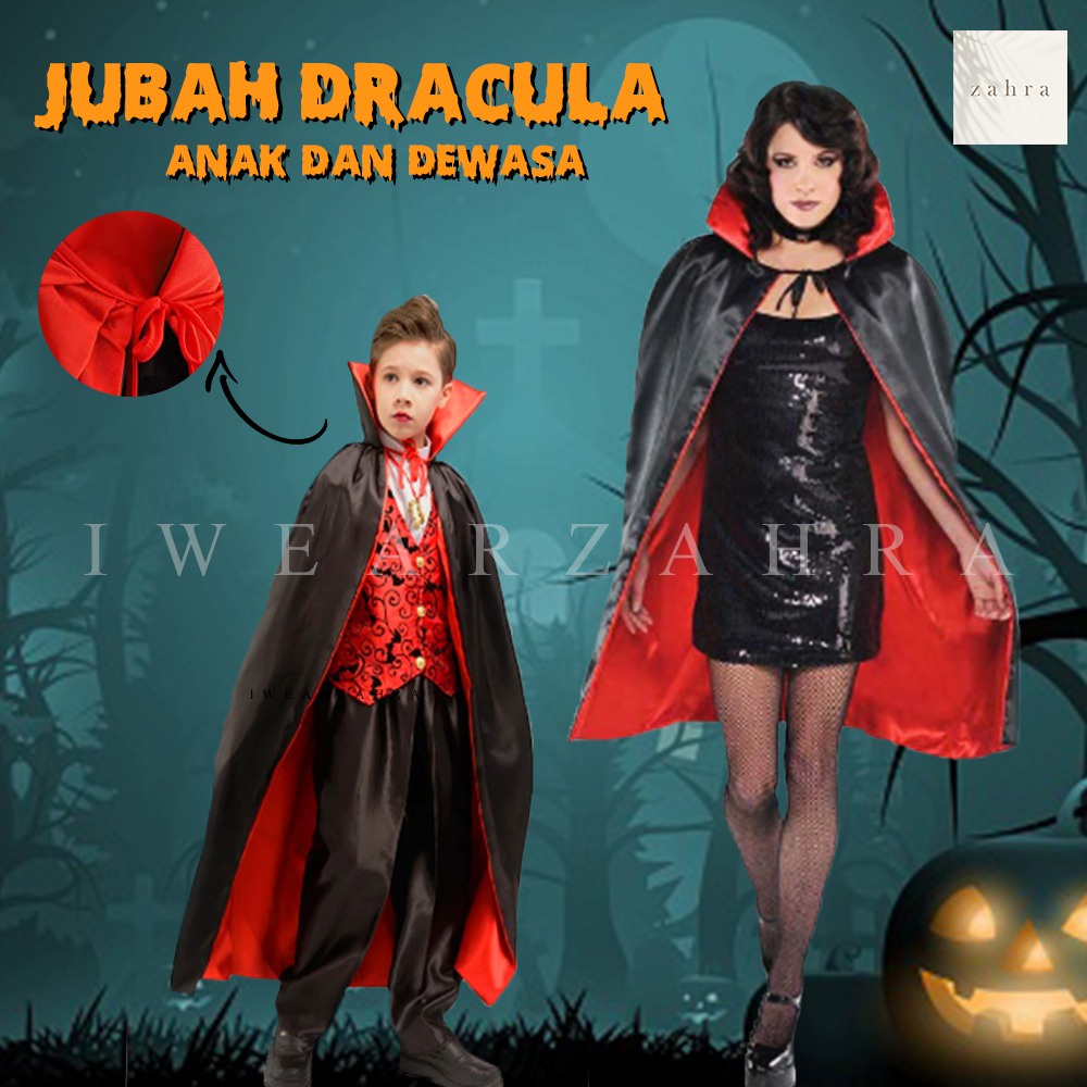 JUBAH HALLOWEEN DRACULA - Cosplay Vampir Seram Pesta Anime Penutup Kepala Cloak Witch Wizard Costum Party Aksesoris Fashion