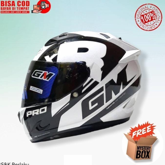 [COD] HELM GM FULL WHITE BLACK ORIGINAL - HELM FULL FACE ORIGINAL
