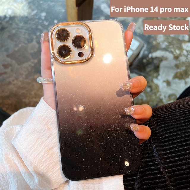 Case Bahan TPU Transparan Aksen Glitter Warna Gradasi Untuk Iphone 14 Pro MAX 11 Pro MAX 12 13 Pro MAX