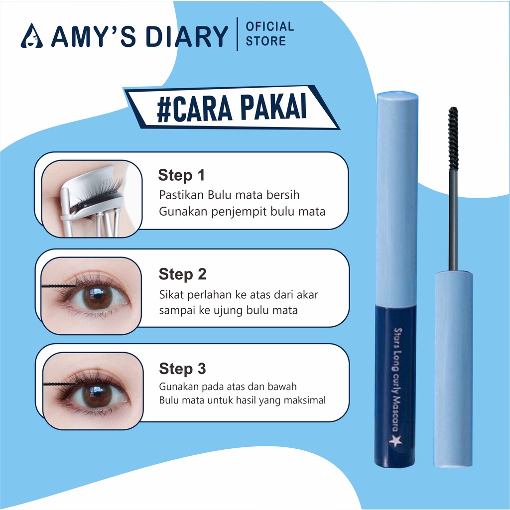 [BPOM] Mascara Waterproof AMY'S DIARY Curling Eyelash Long Lasting Tahan lama 100% ORIGINAL