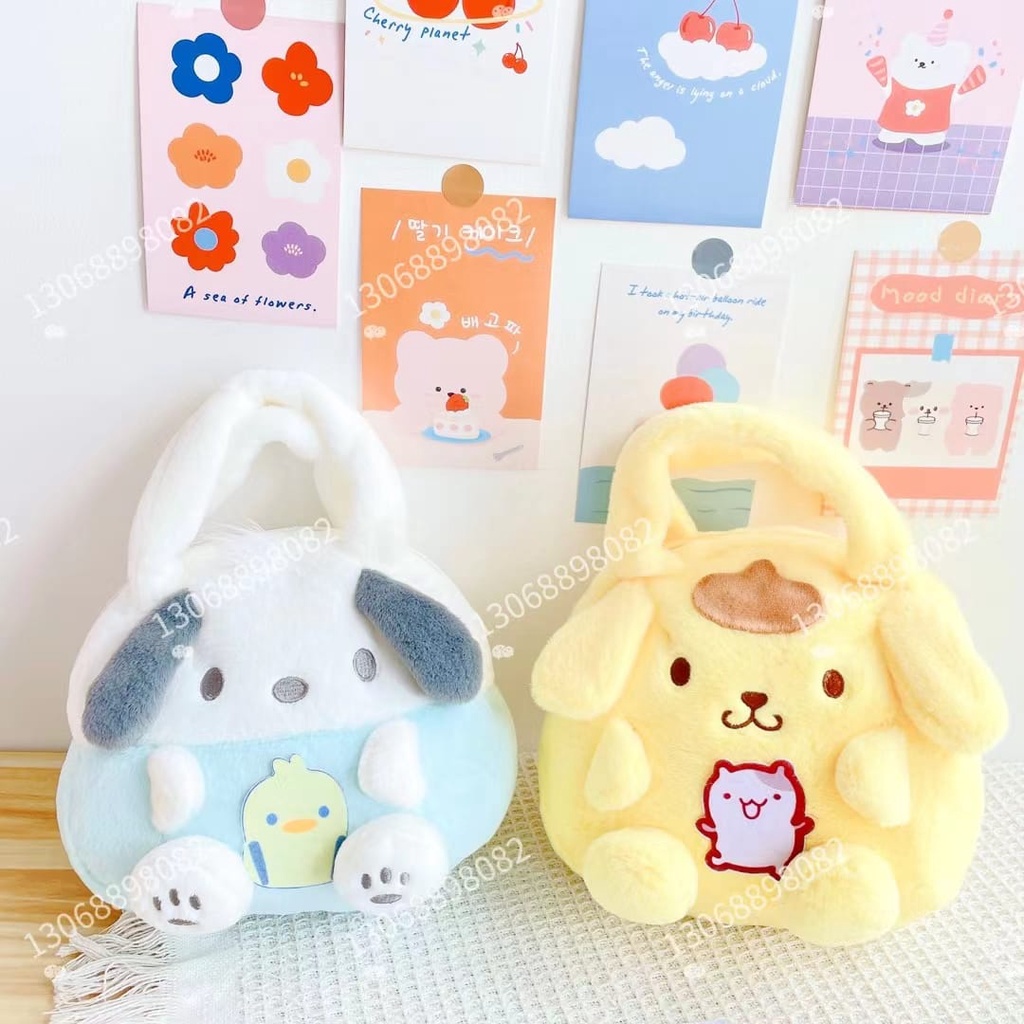 Tas Hand Bag Boneka Cartoon Bahan Plush