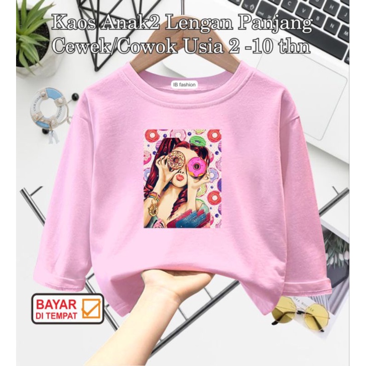 ((IB))KAOS ANAK PEREMPUAN PANJANG/CEWEK DONAT DIGITAL SABLON