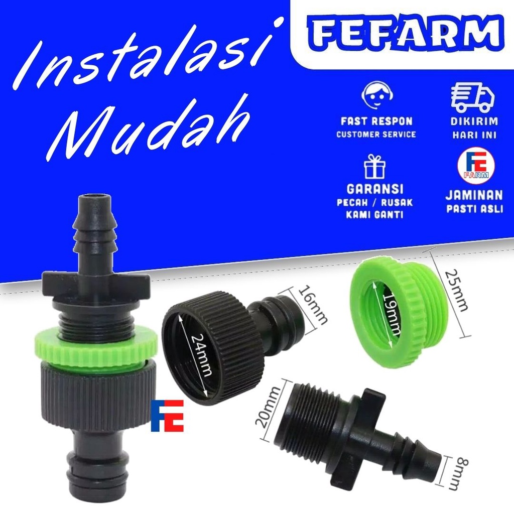 ADAPTER KRAN KONEKTOR QUICK IRIGASIUNTUK SELANG 3/8 8/11 10MM 8MM