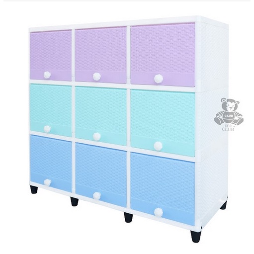 Club Lemari Plastik Triple Flip 3 Susun Meja TV Rotan Buffet TV Laci 9 Pintu Kotak Rak TV