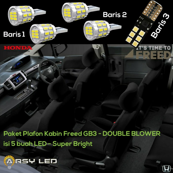 Lampu Plafon Kabin Honda FREED Double Blower isi 5 LED Super Terang