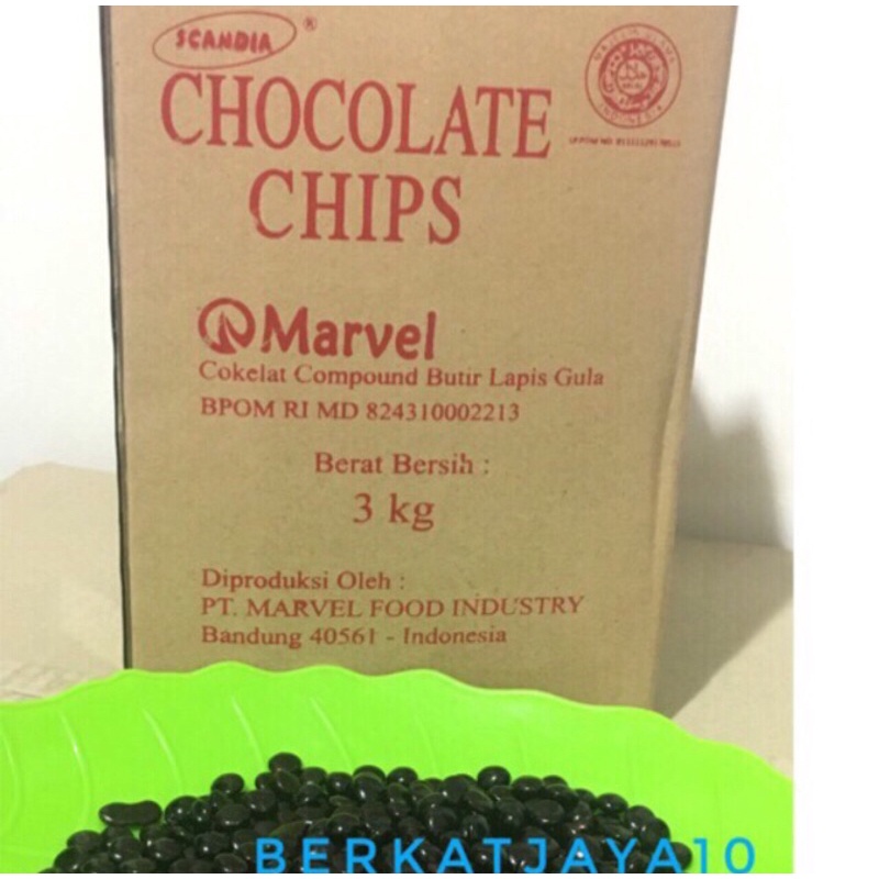 Choco Chips Scandia Marvel repack 100gr Bentuk 1/2 Bulat Gepeng