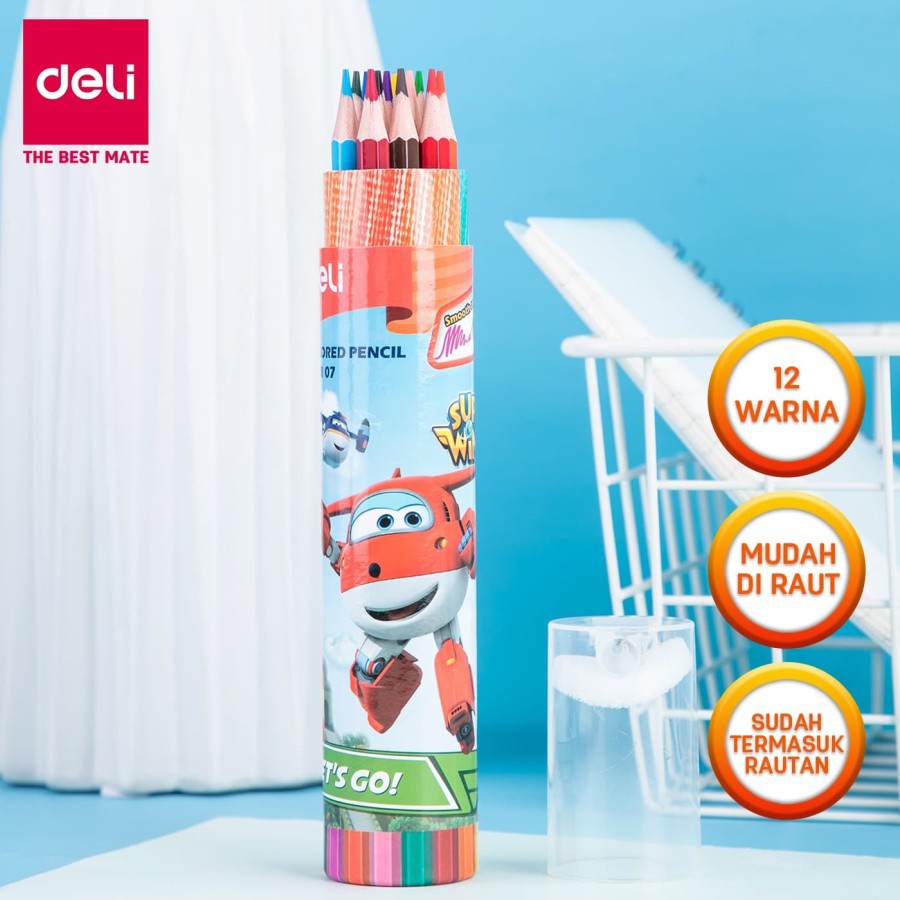 

Pensil Warna 12 Warna Super Wings DELI Bonus Serutan - EC00807