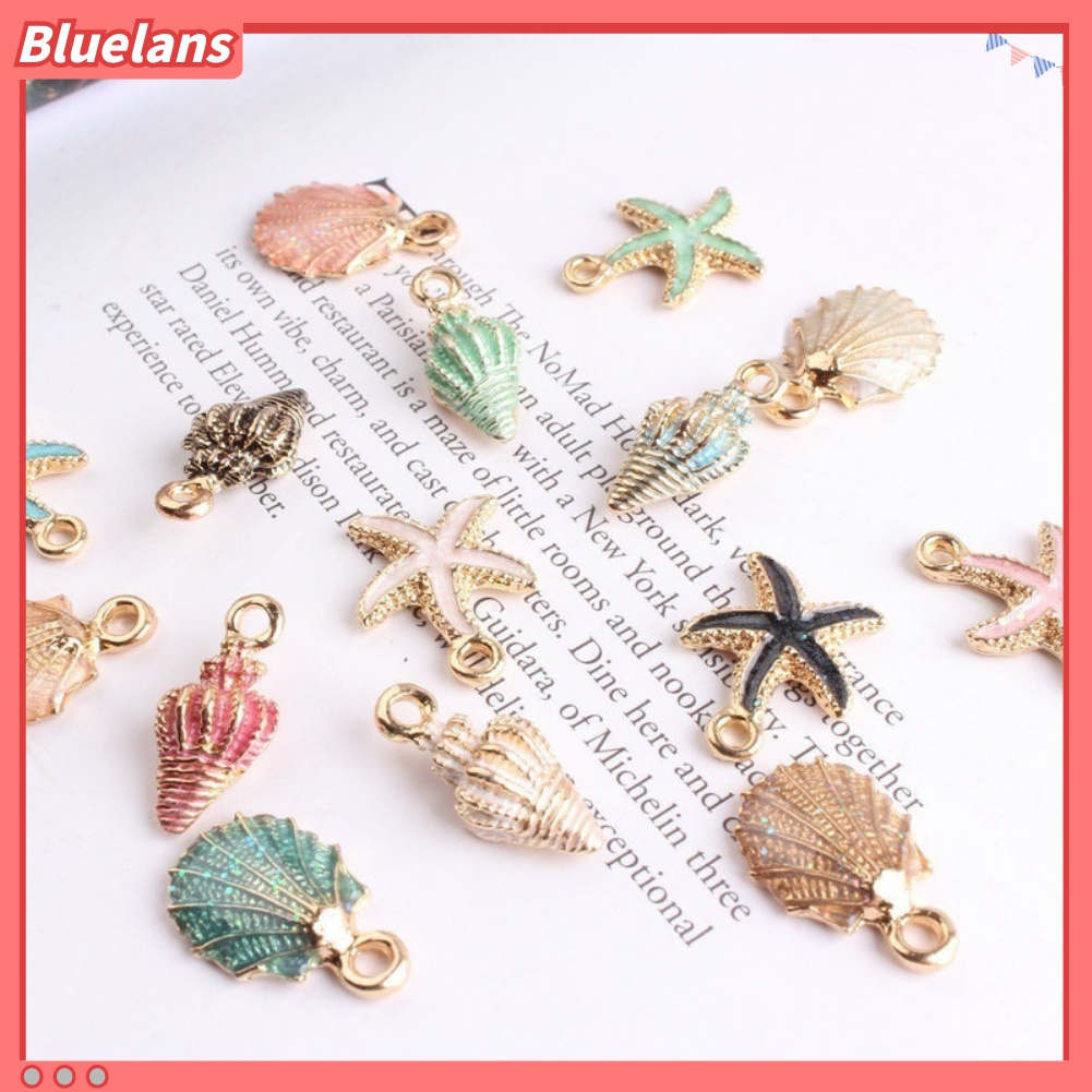 15pcs / Set Liontin Kalung Gelang Bentuk Bintang Laut Keong Kerang Untuk Aksesoris Perhiasan Unisex