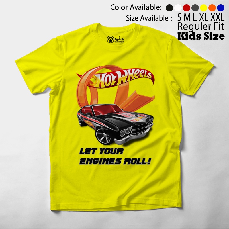 Baju Kaos Atasan Anak Laki - Laki Motif Hotwheels - Engines Roll