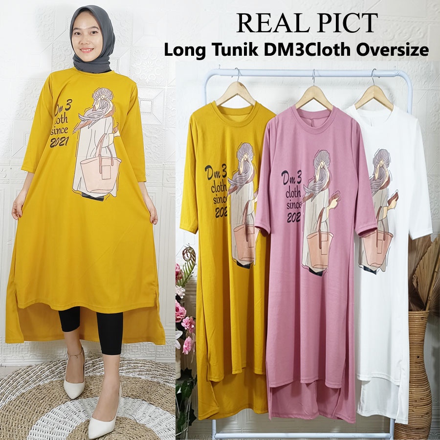 LONG TUNIK DMTIGACLOTH DRESS OVERSIZE WANITA CANTIK BY CARLINA