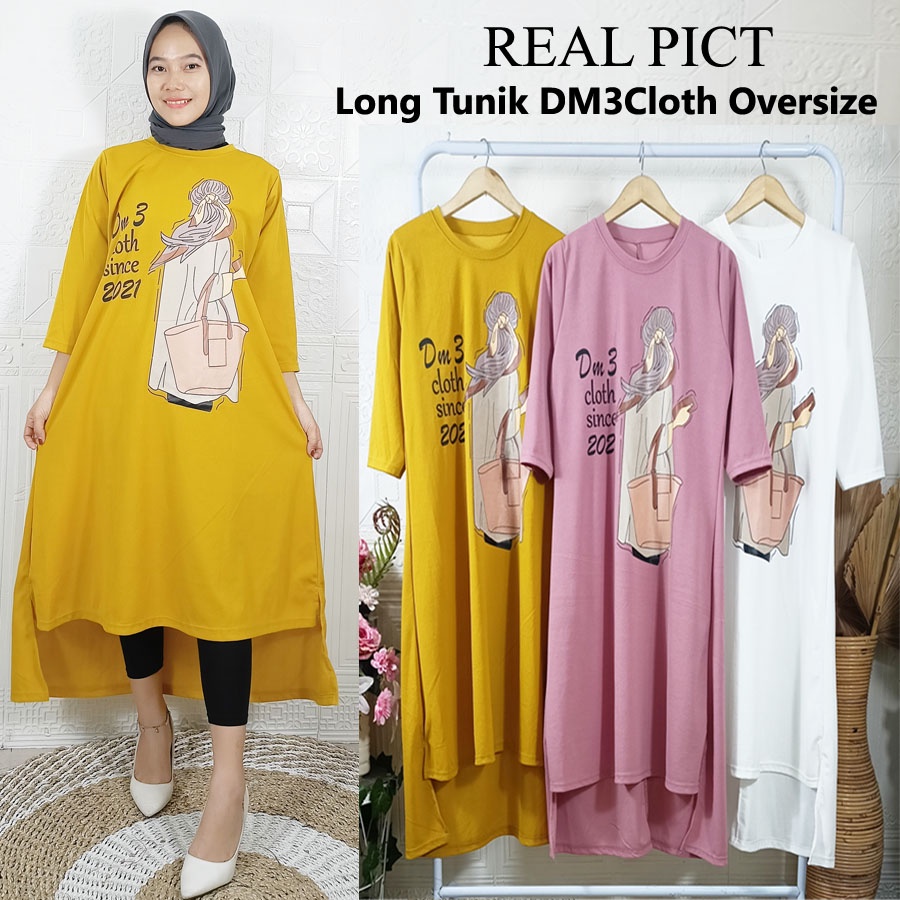 LONG TUNIK DMTIGACLOTH DRESS OVERSIZE WANITA CANTIK BY CARLINA