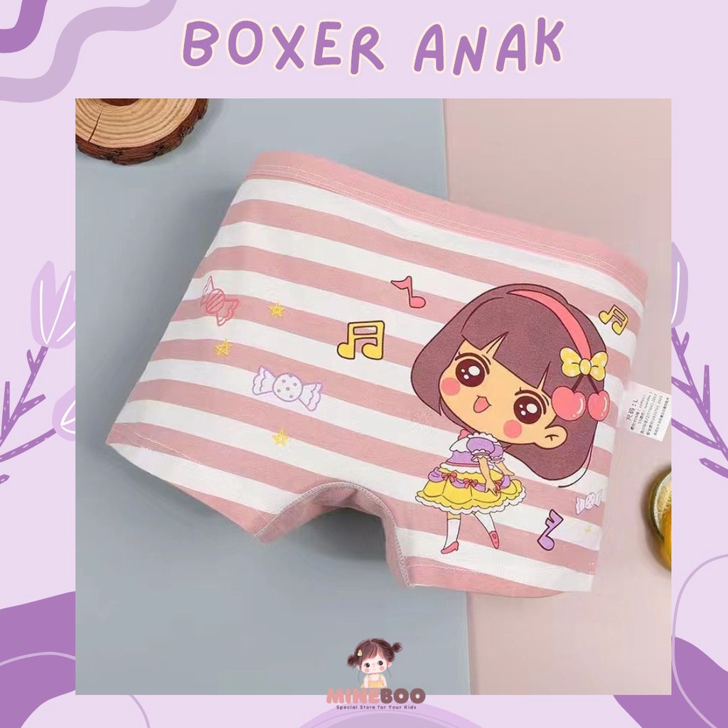 mineboo BOXER ANAK celana dalam anak perempuan CD anak perempuan  Boxer corak anak  HAPPY GIRL