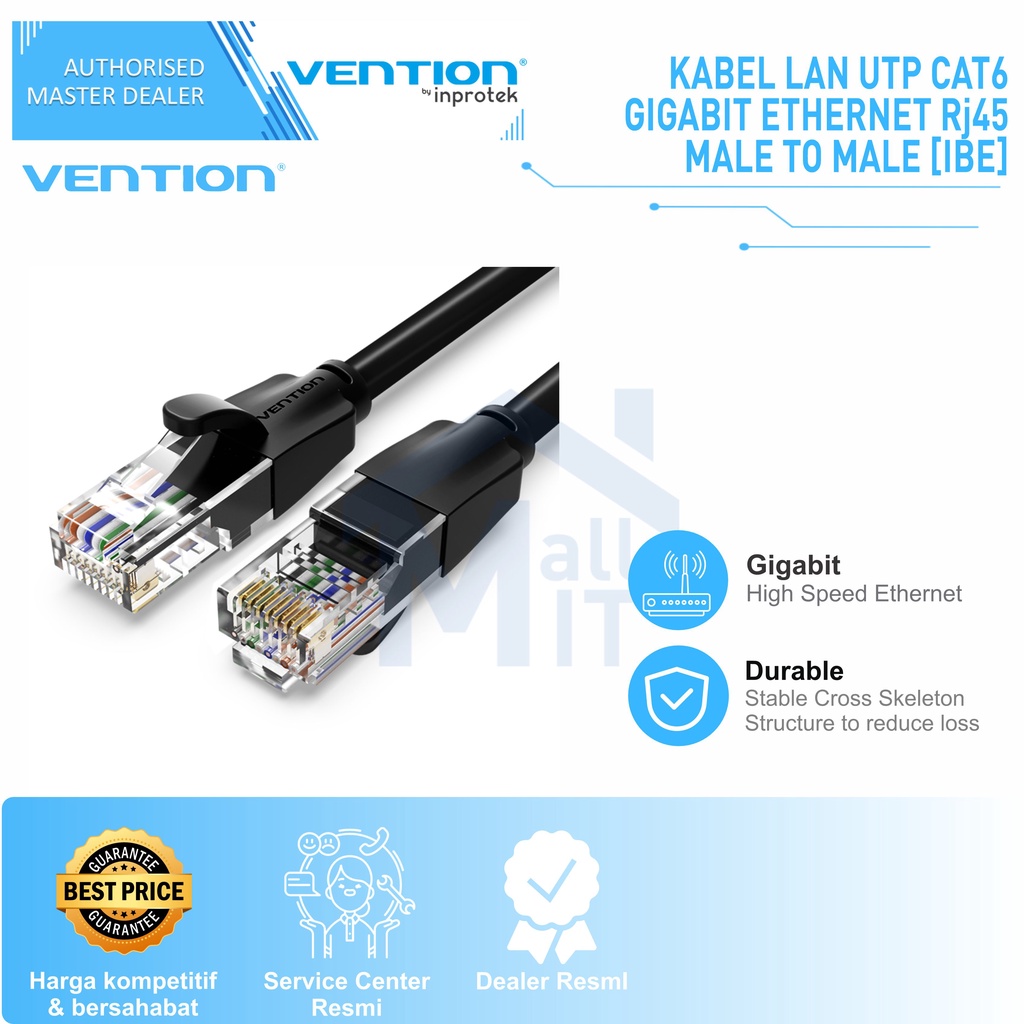 Vention Kabel Lan Ethernet RJ45 Cat6 Cat 6 Gigabit 1Gbps UTP IBE 15m