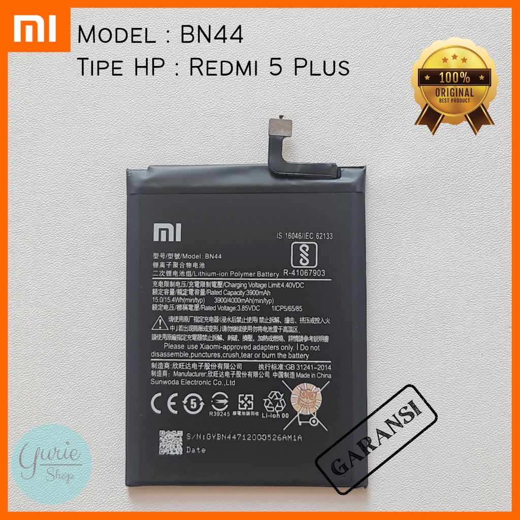 BATERAI BATTERY BATRE XIAOMI REDMI 5+ 5 PLUS BN44 ORIGINAL