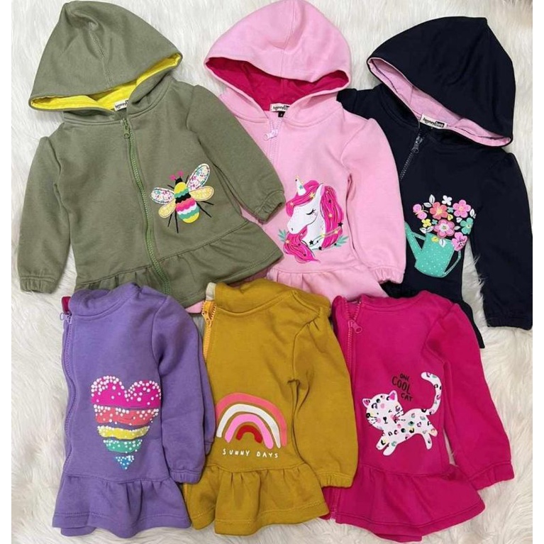 JAKET HODIE JEMIMA ANAK USIA 1-10 TAHUN MOTIF LUCU MIRIP TUNIK RENDA DEPAN MOTIF LUCU ANAK BAYI BALI