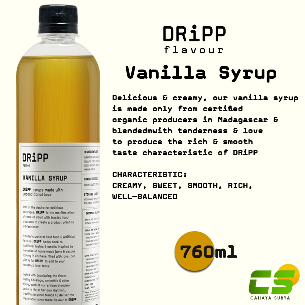 

Dripp Sirup / Syrup - Vanilla Syrup 760 ml ( Sirup Vanilla )