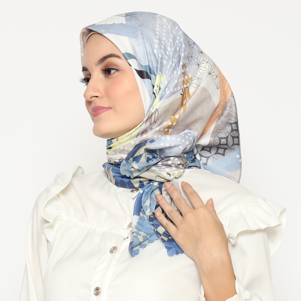 CASUAL COOKIE - BLUE Diiva Scarf Voal Motif Print Premium Jilbab Hijab Kerudung Segiempat