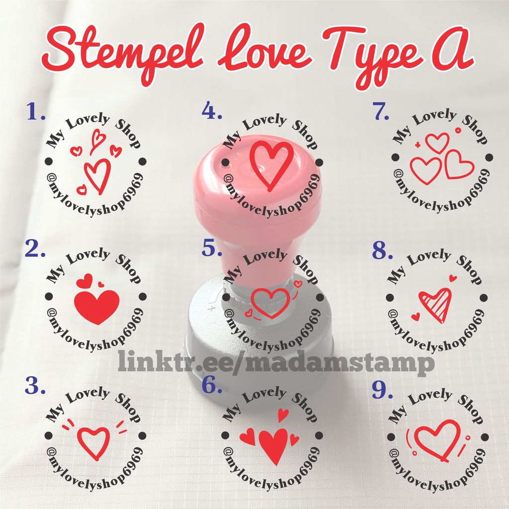 

stempel love A nama toko kado hearth gift acessories shop stamp flash tinta otomatis