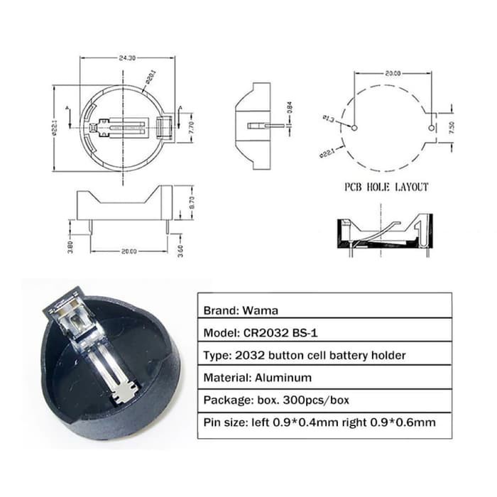 Battery Holder CR2016 CR2032 CR2025 Kotak Tempat Baterai Koin Kancing